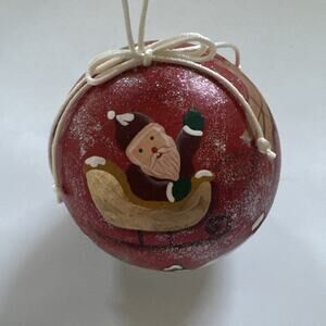 Vintage Villeroy & Boch Christmas Ornament Hanging Ball Santa Old Worlde NOS NEW